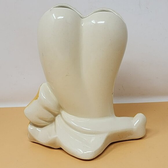 Vintage Ceramic Heart Shaped Vase/Planter With Floral & Bow Accents - Picture 3 of 13